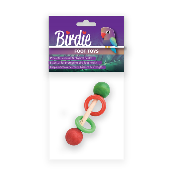 Birdie Barbell Foot Toy with  Rings