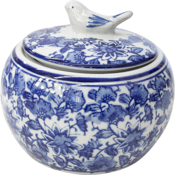 Blue Birdie Ceramic Jar