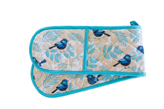 Double Oven Glove - Blue Wren