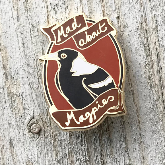 Mad About Magpies Enamel Pin by Bridget Farmer