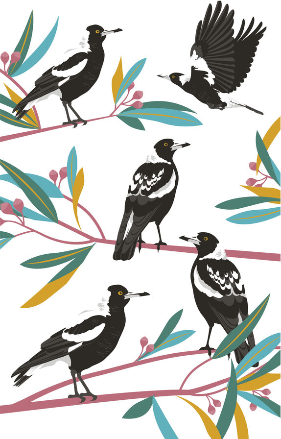 Tea Towel - Magpies