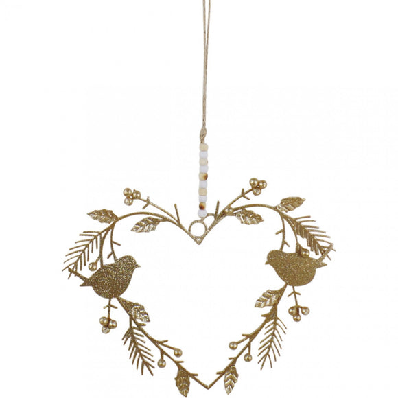 Hang Heart Bird Gold