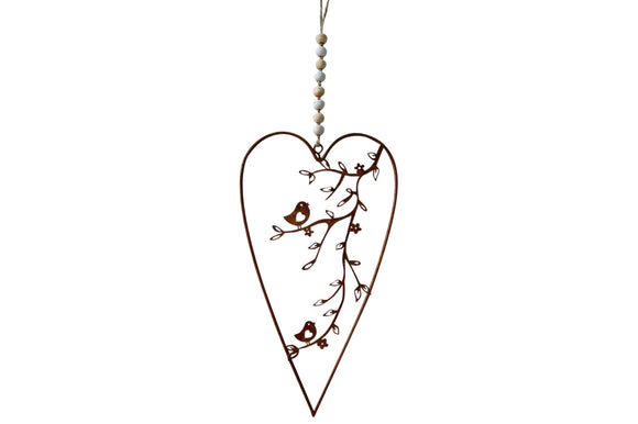 Heart Bird Rust Decor