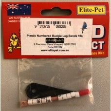 Plastic Budgie Bird Leg Rings Numbered Pkt 10