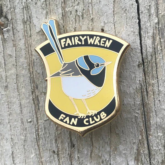 Fairy Wren Fan Club Enamel Pin by Bridget Farmer