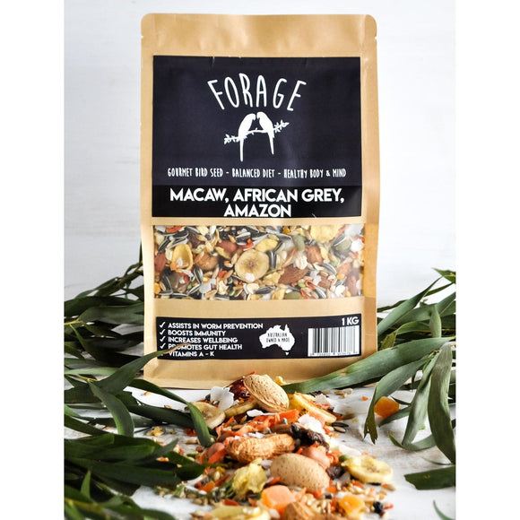 Forage Gourmet Bird Seed Macaw, African Grey + Amazon 1kg