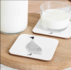 Guinea Fowl Cork Backed Coasters | Set of 4