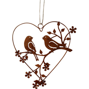 Metal Heart Decor 2 Birds