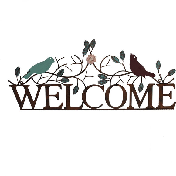 Sign Metal Bird Welcome