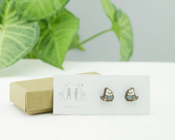 Cockatiel Earrings - Grey and White