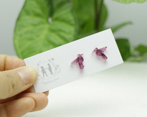 Hummingbird Earrings - Pink Mirrored