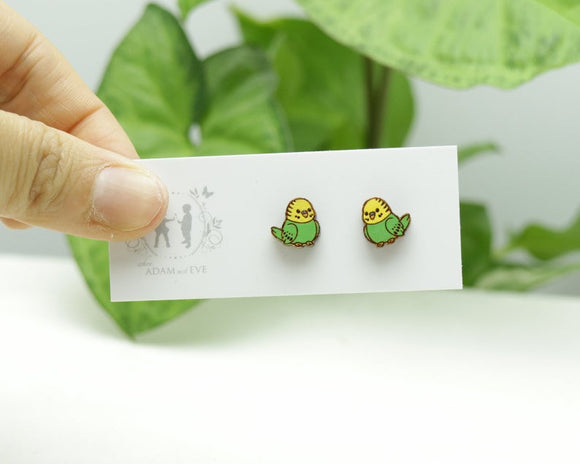 Budgie Earrings - Green