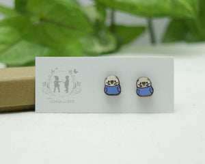 Budgie Earrings - Blue (front facing)
