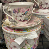 Pink Garden Tea Cup and Saucer