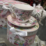 Pink Garden Tea Cup and Saucer