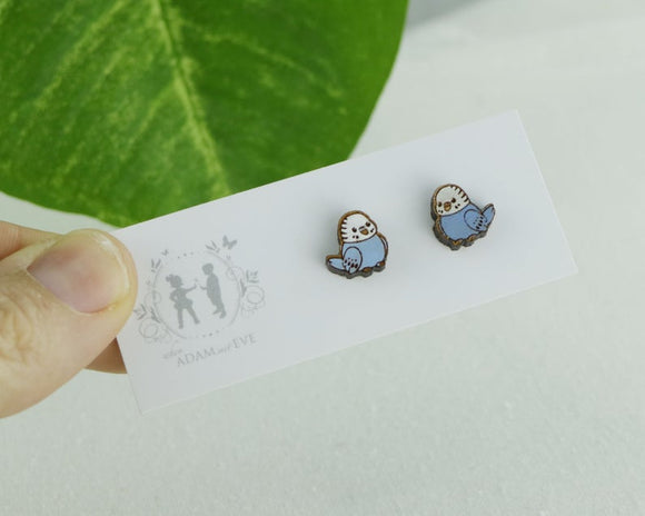 Budgie Earrings - Light Blue